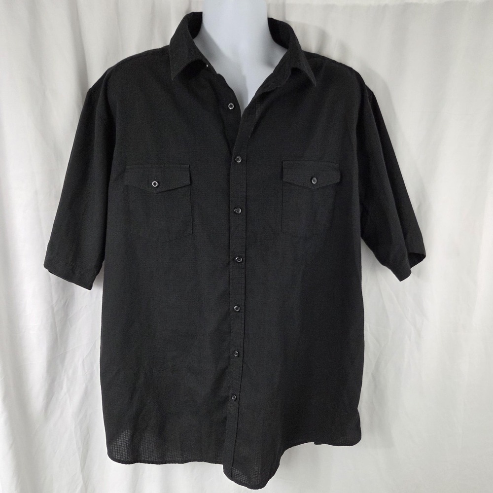 Beverly Hills Polo Club Shirt Mens 3XL Big Black Short Sleeve Button Up Casual